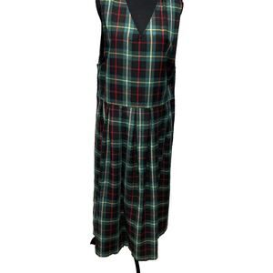 Vintage Hunts Point Womens Sz 14 Midi Plaid Dress Pinafore Jumper Romper Peasant